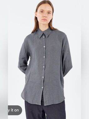 Massimo Alba 100% semi-sheer Linen Button Front Shirt Gray Made in Italy Size M